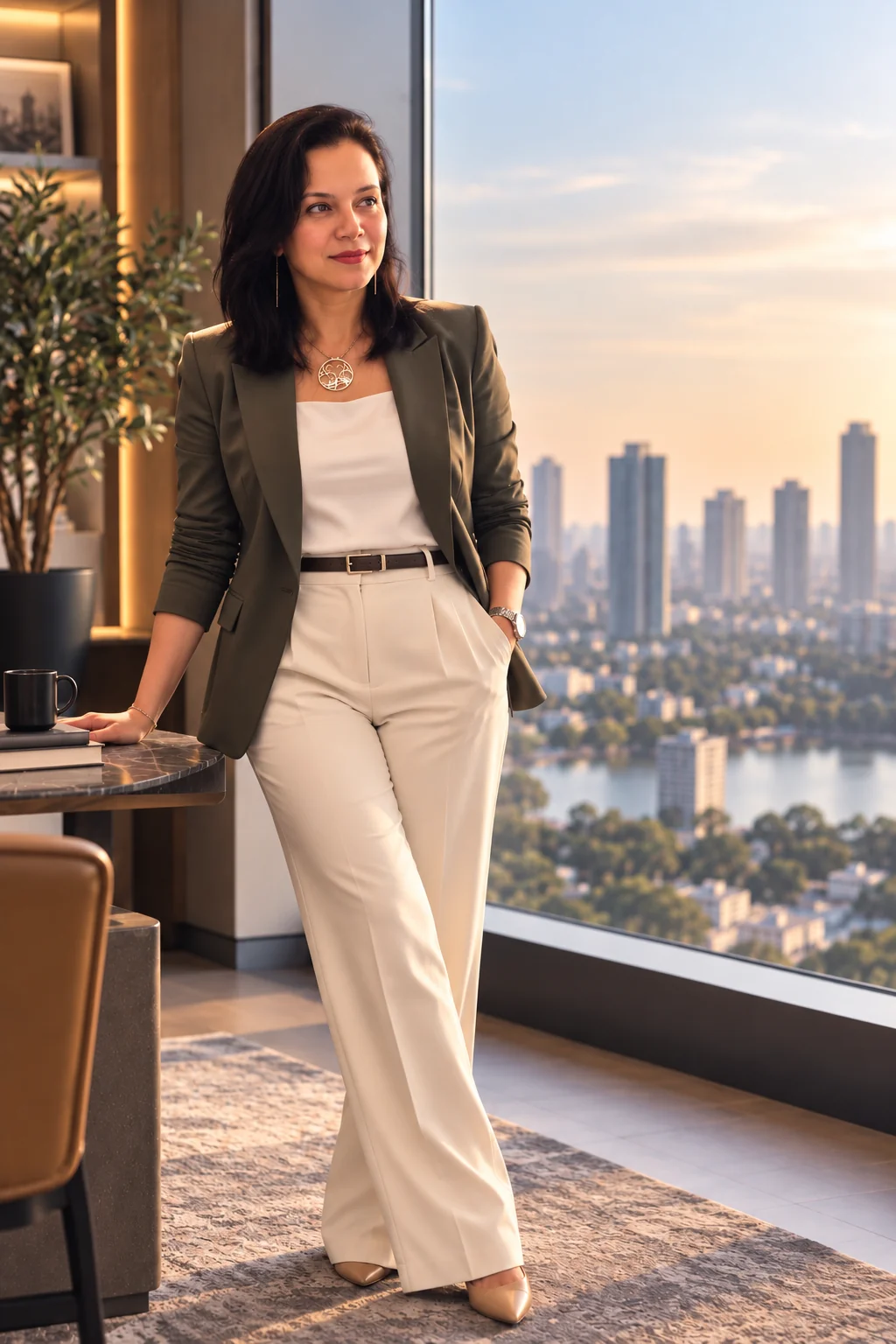 Walaa Elagami in an olive blazer